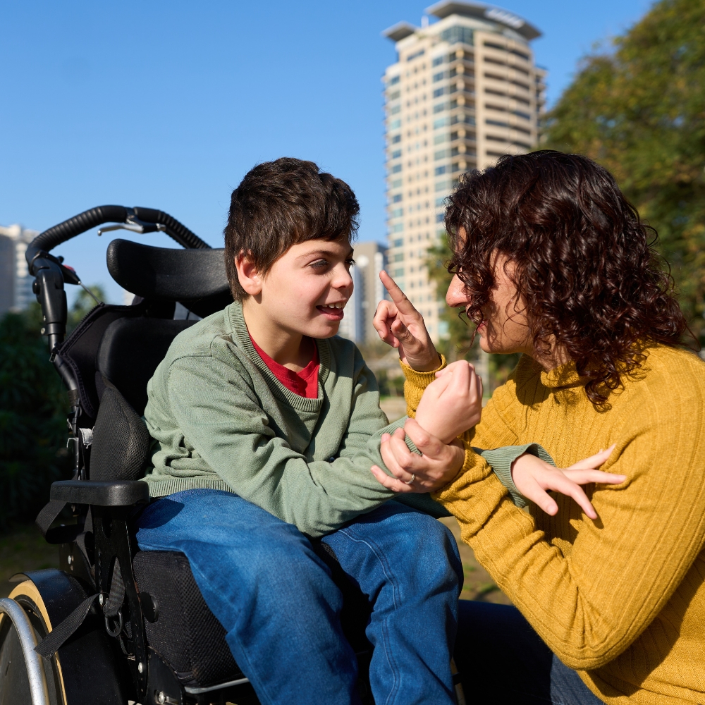 Volunteer mentoring young adult with special needs